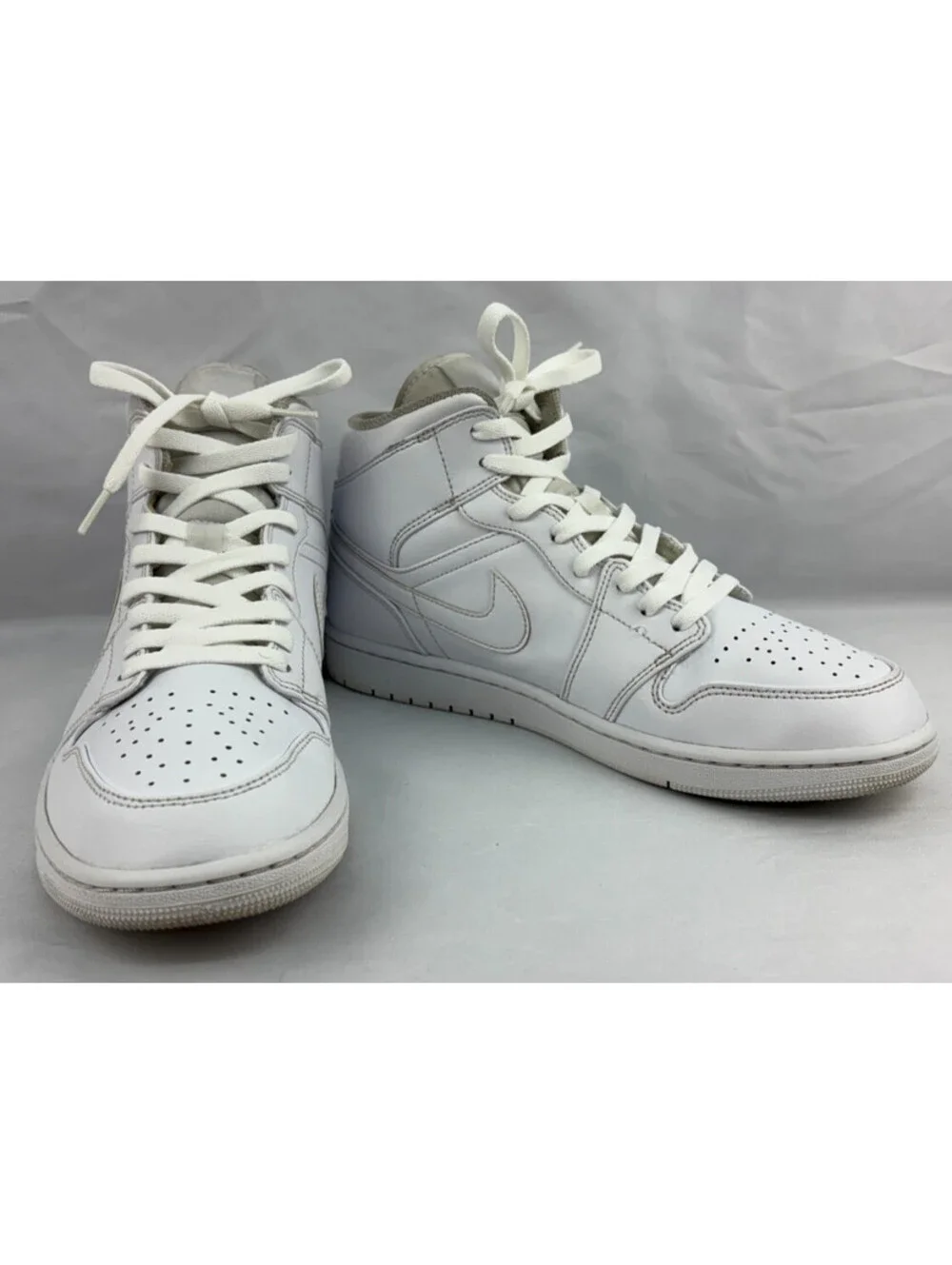 Air Jordan 1 Mid Triple White Men's US Size 11 Shoes 554724-136
